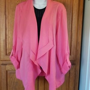 Double lapel coral cardigan by Peter Nygard
